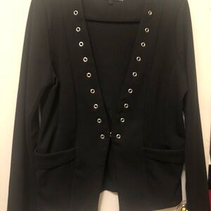 Elegant Black Eyelet Women's Blazer